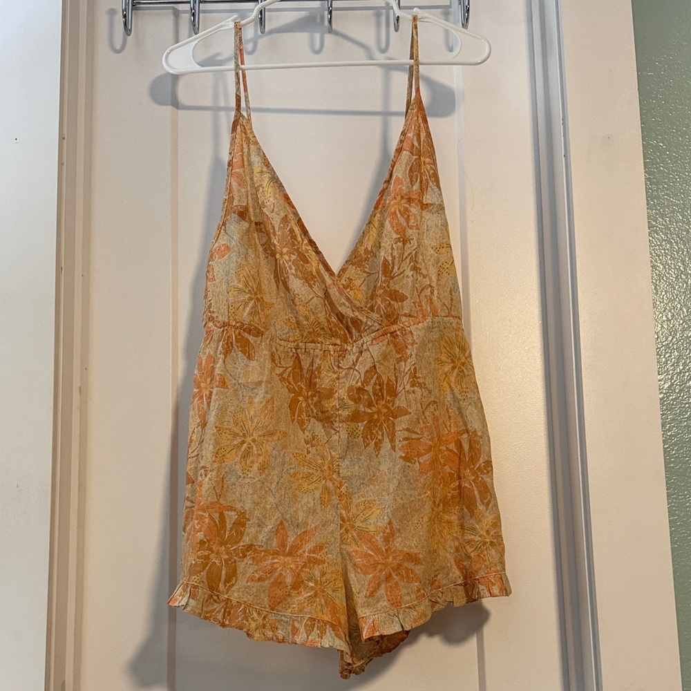 Roxy Orange and Cream Patterned Romper